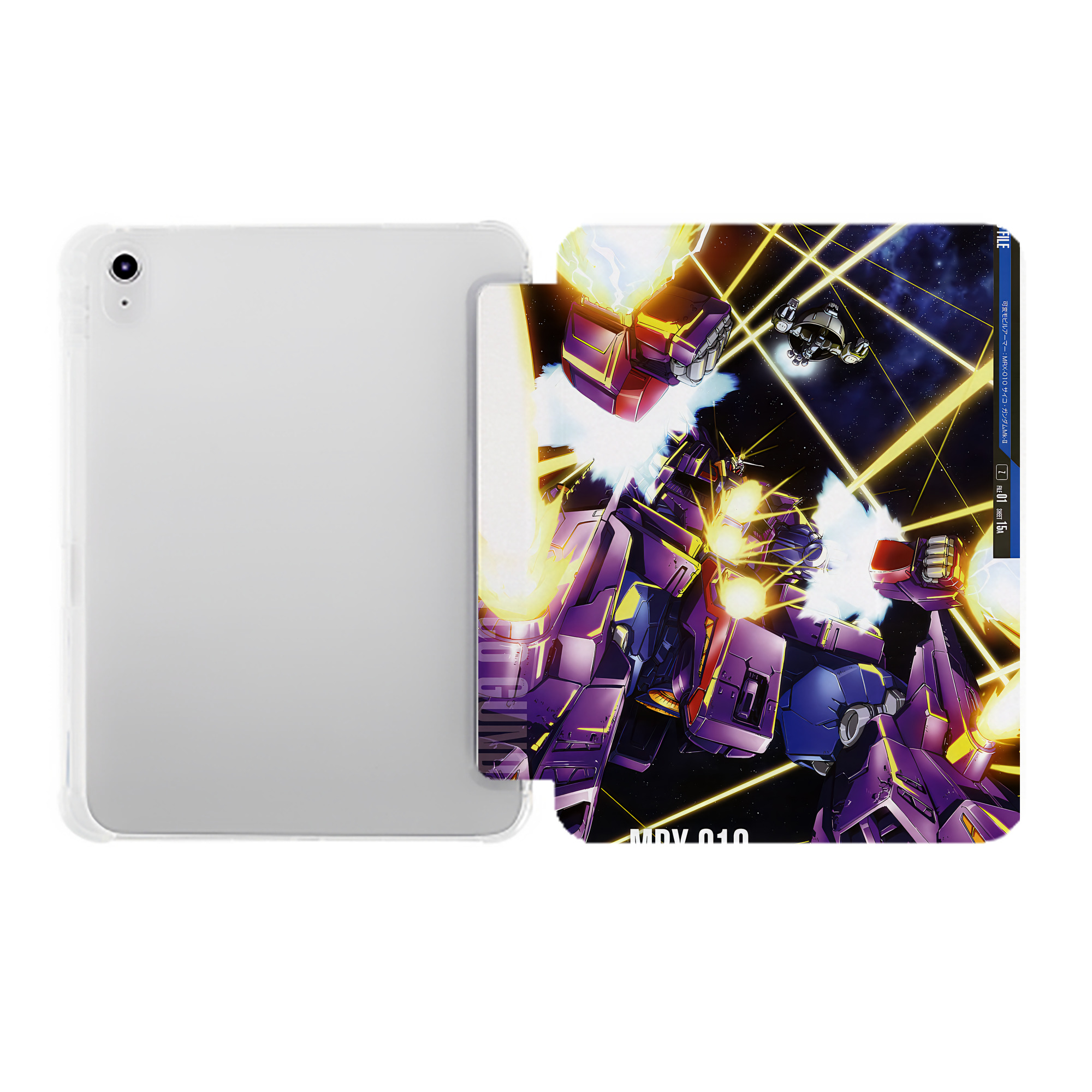 （画像用） 機動戦士ガンダム Mobile Suit Gundam IPad ケース ペン収納付き 三つ折りスタンド PUレザー×シリコン 対応機種9.5/10.5/10.9インチ